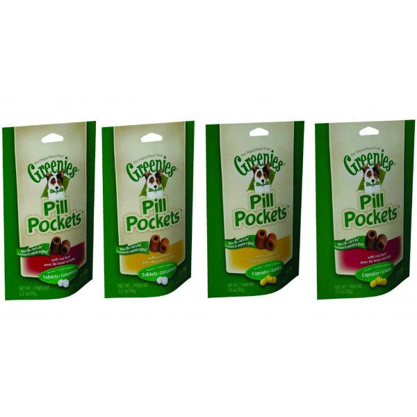 Greenies Pill Pockets for Dogs; Available in different sizes and flavours.
