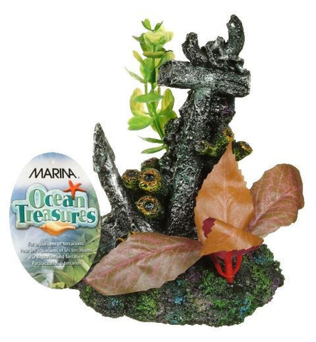 Marina Polyresin Aquarium Ornament, Ocean Treasure Sunken Anchor