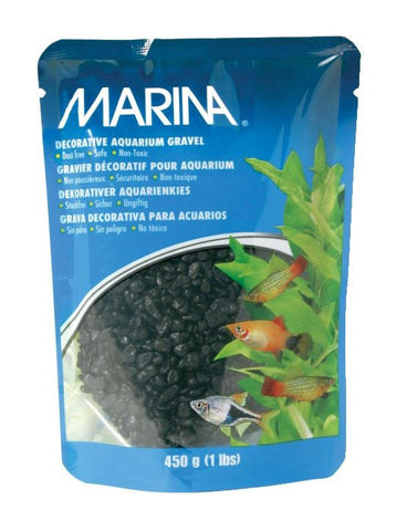 Marina Decorative Aquarium Gravel, black; available in 3 sizes.