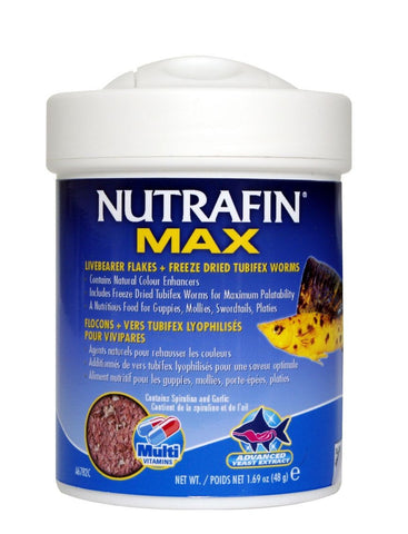 Nutrafin Max Livebearer Flakes & Freeze Dried Tubifex Worms