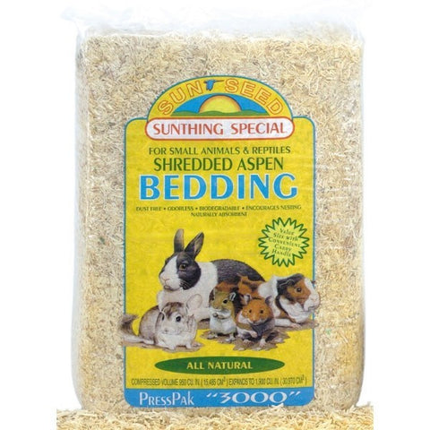 Sunseed Shredded Aspen Bedding; available in 4 sizes.