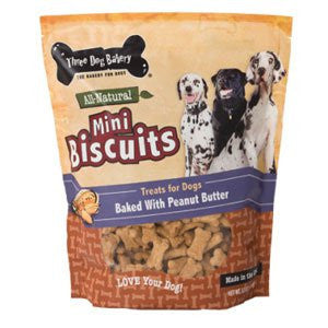 Three Dog Bakery All Natural Mini Biscuits baked with Peanut Butter