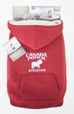 Canada Pooch Cozy Caribou Hoodie Maroon; available in several sizes.