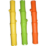 JW Pet Lucky Bamboo Stick Rubber Dog Toy; available in 2 sizes.