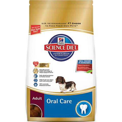 Science Diet Canine Adult Oral Care; available in 3 sizes.