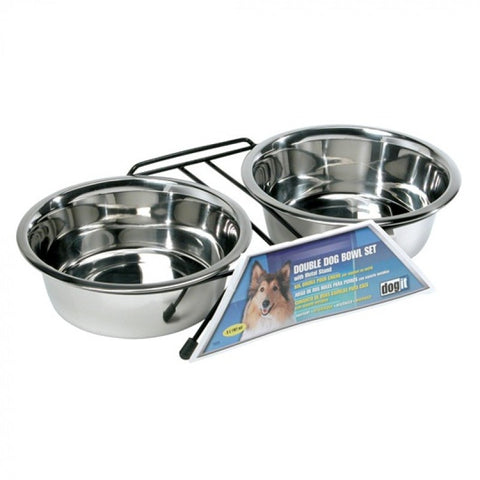 Dogit Stainless Steel Double Dog Diner; available in 3 sizes.