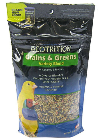 8 in 1 Ecotrition Canary & Finch Variety Blends 8 oz; available in Grains & Greens