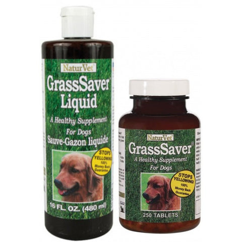 NaturVet GrassSaver; available in liquid or tablets.