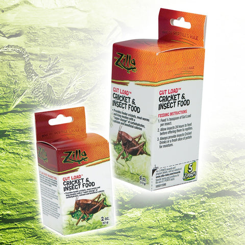 Zilla Gut Load Cricket & Insect Food; available in 2 sizes.