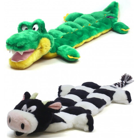 Kyjen Squeaker Mat Long Body; available in Cow or Gator styles.