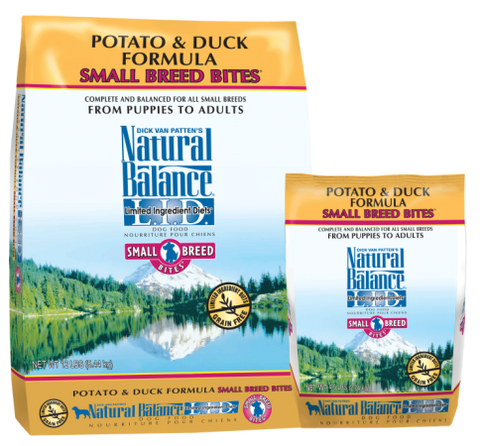 Natural Balance Dog Food, Potato & Duck; available in regular or small bites