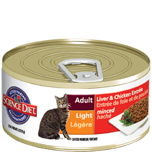 Science Diet Feline Adult Light, Liver & Chicken Entrée Minced Can Food