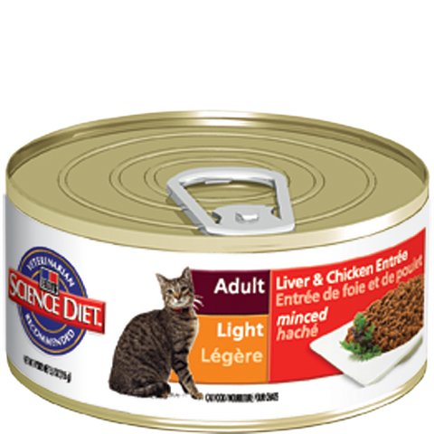 Science Diet Feline Adult Light, Liver & Chicken Entrée Minced Can Food