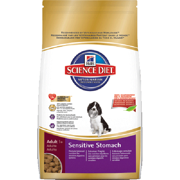 Science Diet Canine Adult Sensitive Stomach; available in 2 sizes.