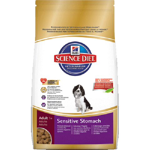 Science Diet Canine Adult Sensitive Stomach; available in 2 sizes.