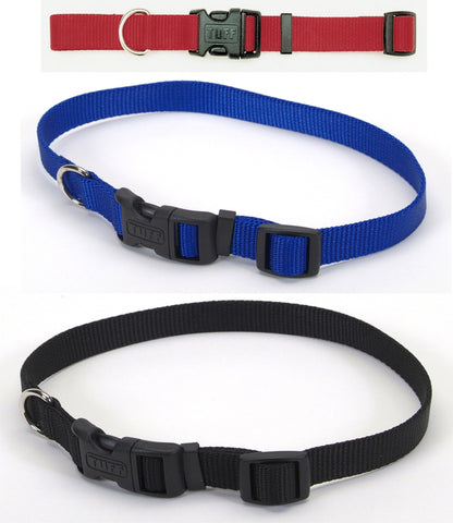 Tuff Adjustable Nylon Collar; available in 4 sizes and 4 colours.